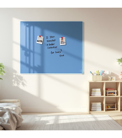 Magnetyczna tablica na pinezki wykonana z niebieskiego szkła Coelina marki Smatab®.