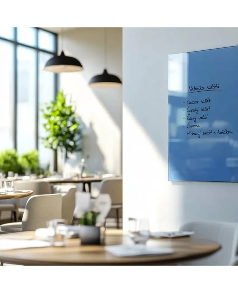 🔵 Niebieska coelinowa szklana tablica do restauracji | SMATAB®