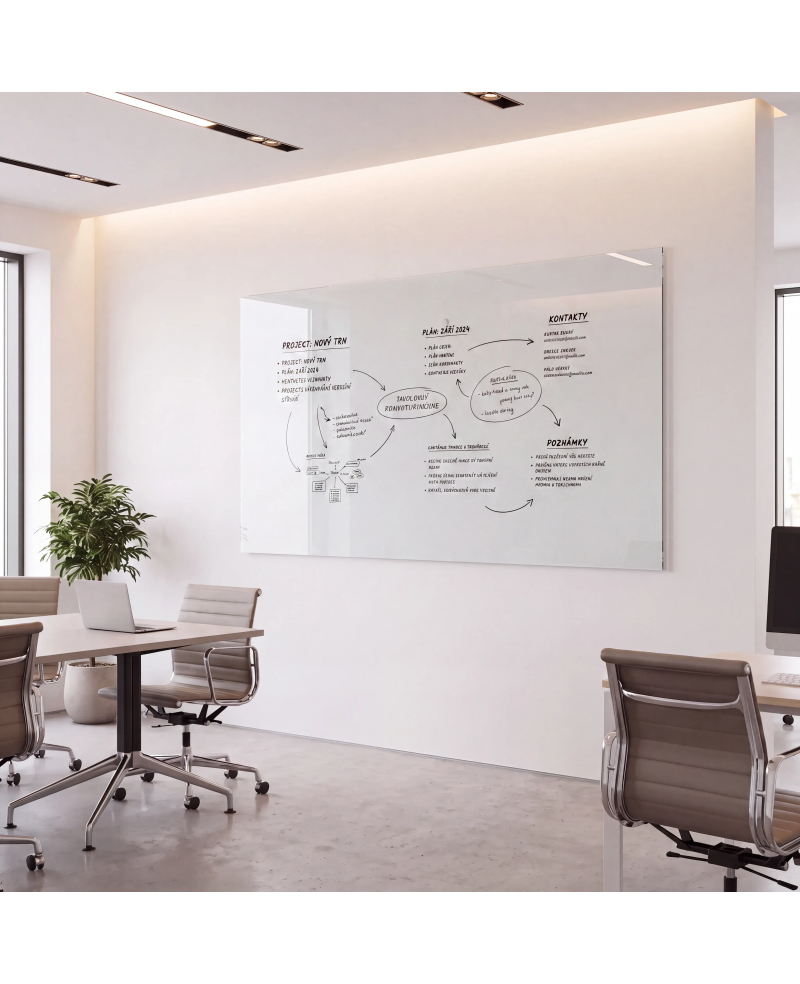Weiße satinierte Glastafel SMATAB® | Stil und Effizienz im Büro