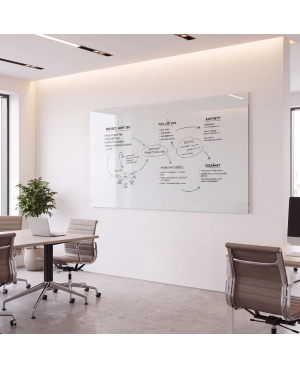 Weiße satinierte Glastafel SMATAB® | Stil und Effizienz im Büro