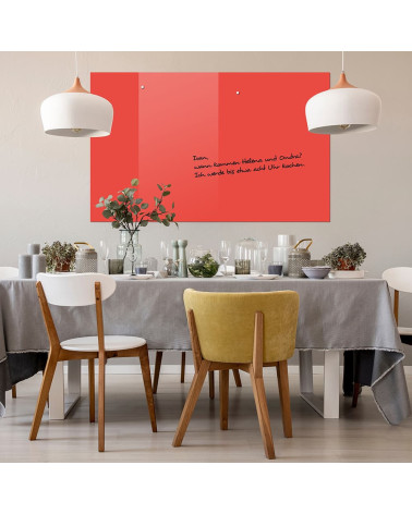 Smatab® corporate glass magnetic board in red coral