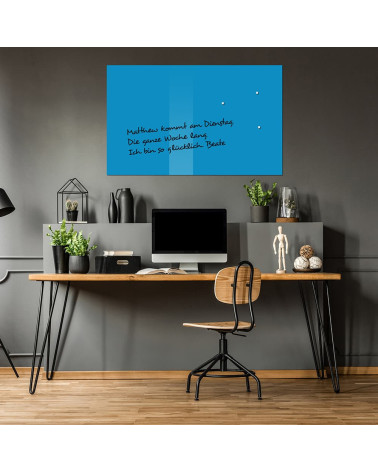 Glasmagnettafel Smatab® blau coeline Glasarbeitsplatte und Whiteboard für das Büro