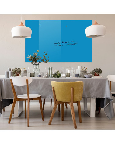 Glasmagnettafel Smatab® blau coeline Glasarbeitsplatte und Whiteboard für das Büro