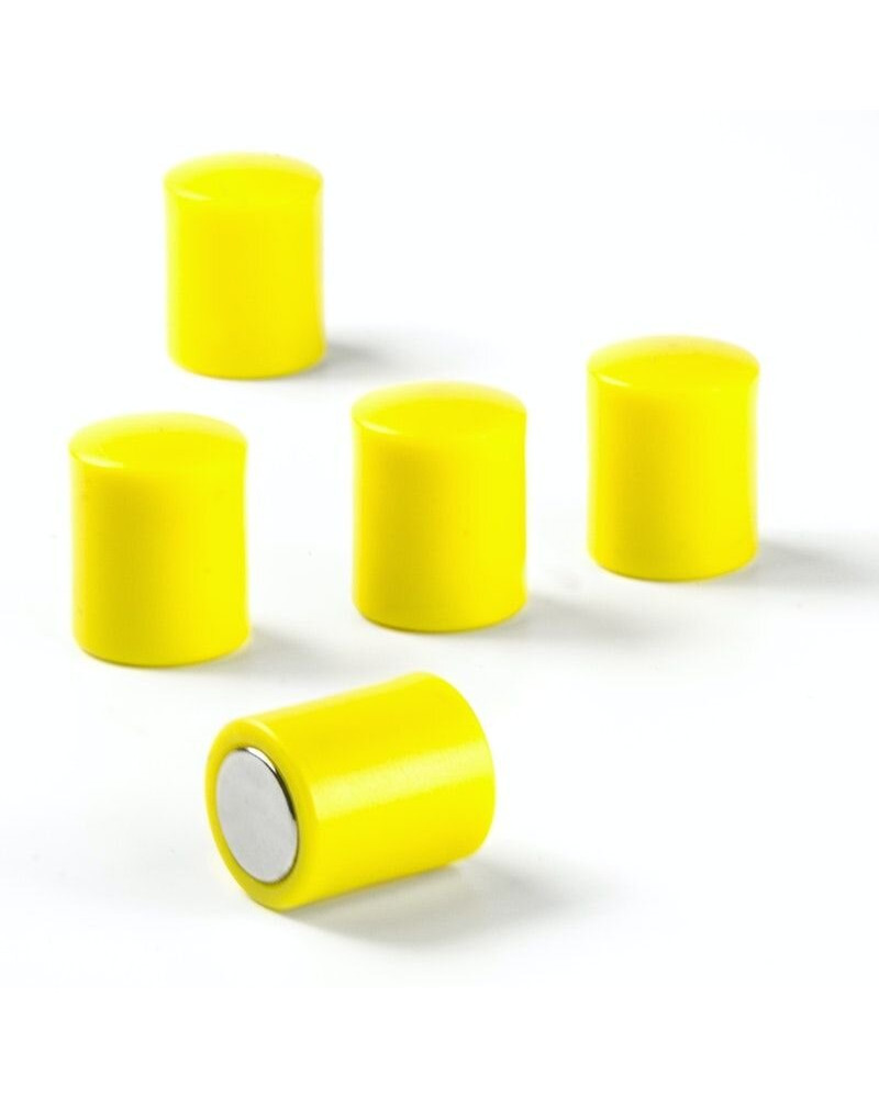 Office magnet OF-2 round plastic yellow - set of 10 pieces