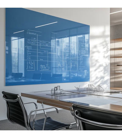 Smatab® blue coeline glass countertop and whiteboard for office