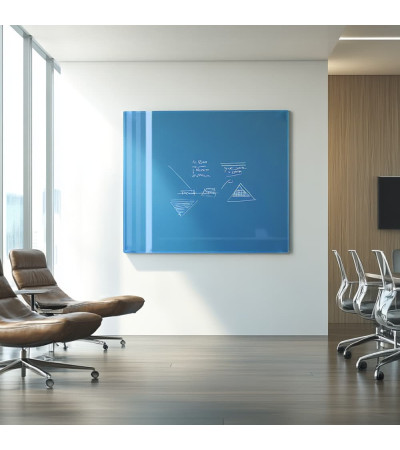 Smatab® blue coeline glass countertop and whiteboard for office