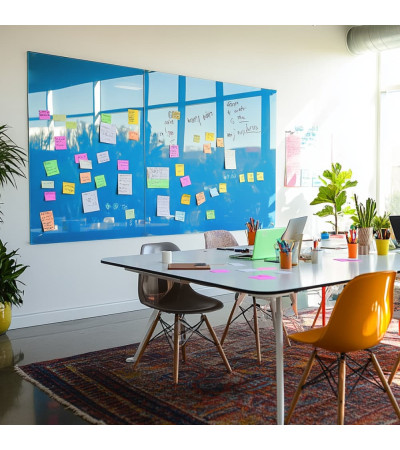 Smatab® blau coeline Glasarbeitsplatte und Whiteboard für das Büro