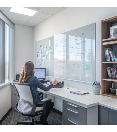 White satin glass Smatab® whiteboard for work and office