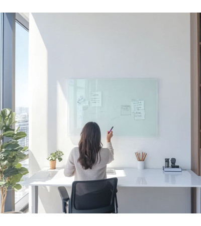 Weißes satiniertes Glas Smatab® Whiteboard für Arbeit und Büro