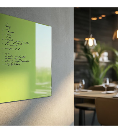Zelená pistáciová skleněná magnetická tabule do restaurace Smatab®