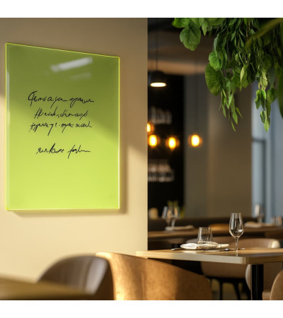 Zelená pistáciová skleněná magnetická tabule do restaurace Smatab®