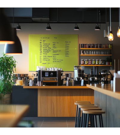 Zelená pistáciová skleněná magnetická tabule do restaurace Smatab®