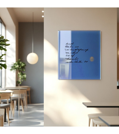 Modrá coelinová skleněná magnetická tabule do restaurace Smatab®