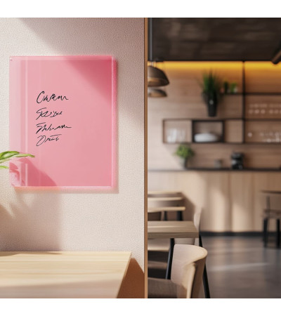 Smatab® pink pearl glass magnetic restaurant blackboard