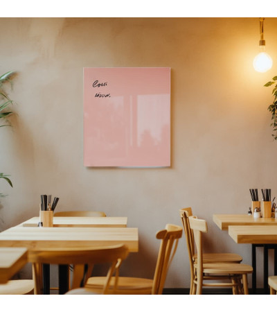 Růžová tělová skleněná magnetická tabule do restaurace Smatab®