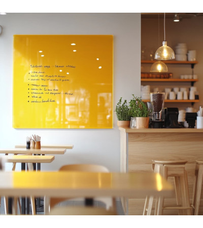 Szklana tablica magnetyczna żółta neapolitańska dla restauracji Smatab®.