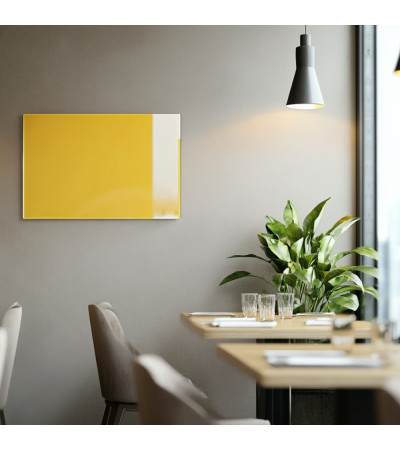 Żółta egzotyczna szklana tablica magnetyczna dla restauracji Smatab®.