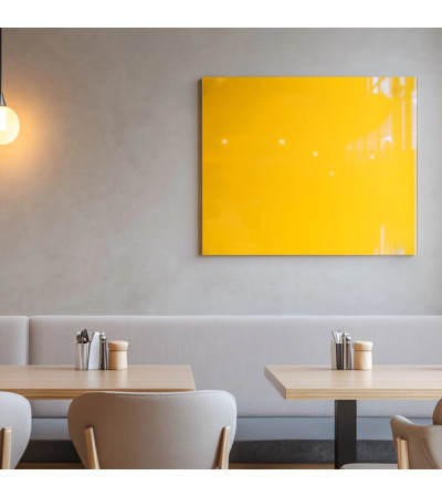 Żółta egzotyczna szklana tablica magnetyczna dla restauracji Smatab®.