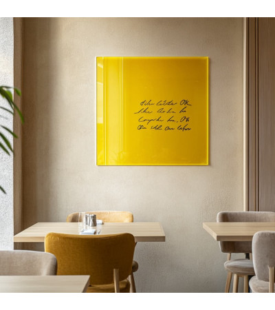 Żółta egzotyczna szklana tablica magnetyczna dla restauracji Smatab®.