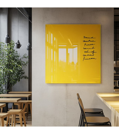 Žlutá exotická skleněná magnetická tabule do restaurace Smatab®