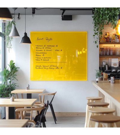 Žlutá exotická skleněná magnetická tabule do restaurace Smatab®
