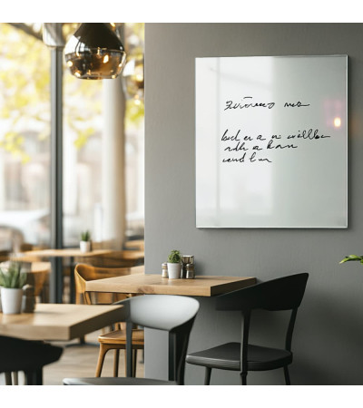 Biała satynowa szklana magnetyczna tablica restauracyjna Smatab®.