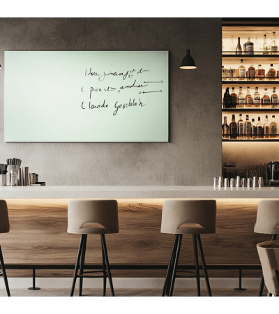 Biała satynowa szklana magnetyczna tablica restauracyjna Smatab®.