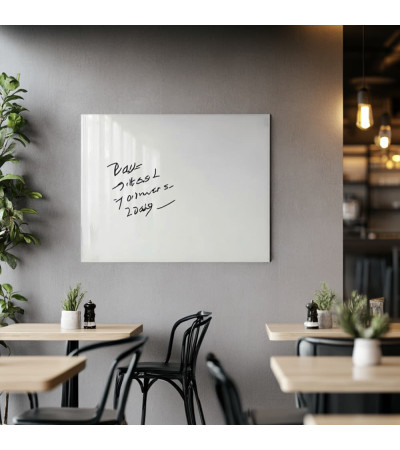 Bílá satinová skleněná magnetická tabule do restaurace Smatab®