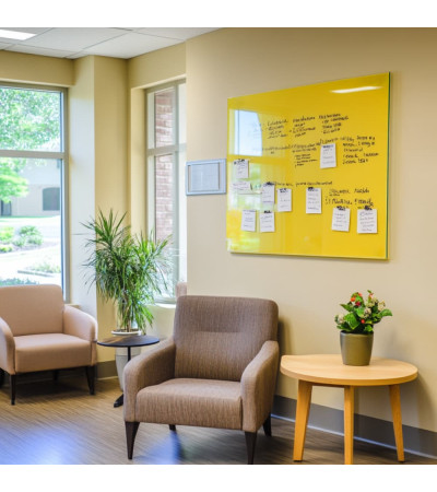 Yellow exotic Smatab® glass magnetic board for non-profit organizations