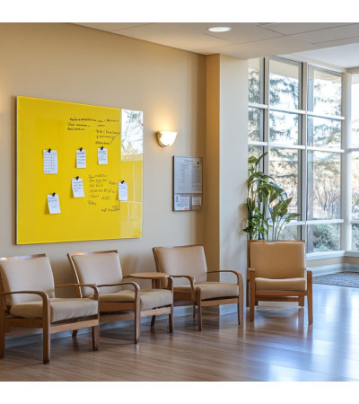 Yellow exotic Smatab® glass magnetic board for non-profit organizations