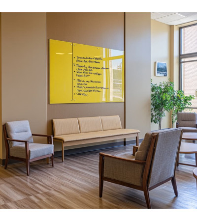 Yellow exotic Smatab® glass magnetic board for non-profit organizations
