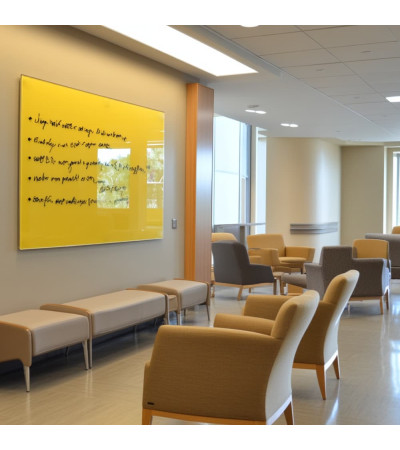 Yellow exotic Smatab® glass magnetic board for non-profit organizations
