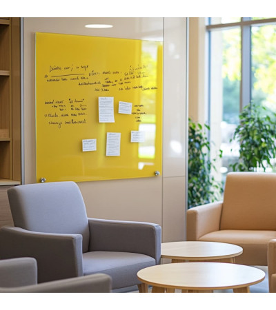 Yellow exotic Smatab® glass magnetic board for non-profit organizations