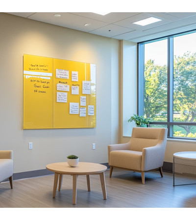 Yellow exotic Smatab® glass magnetic board for non-profit organizations