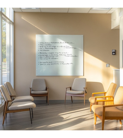 White satin Smatab® glass magnetic board for non-profit organizations