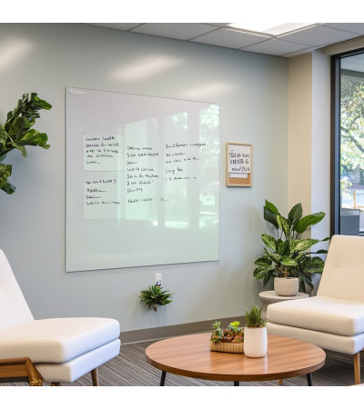 Weiß satinierte Smatab® Corporate Glas-Magnettafel