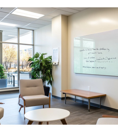 White satin Smatab® glass magnetic board for non-profit organizations