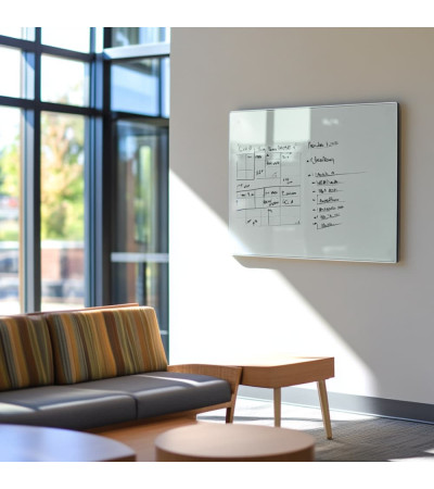 White satin Smatab® glass magnetic board for non-profit organizations