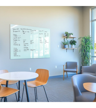 White satin Smatab® glass magnetic board for non-profit organizations