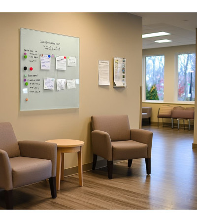 White satin Smatab® glass magnetic board for non-profit organizations