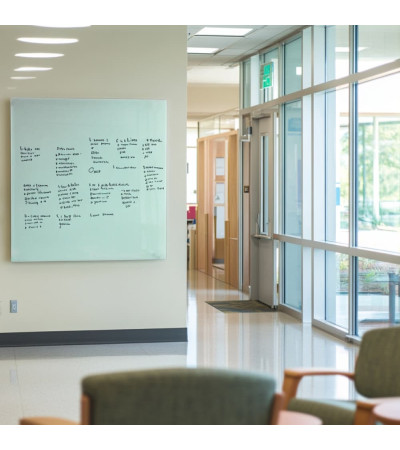 White satin Smatab® glass magnetic board for non-profit organizations